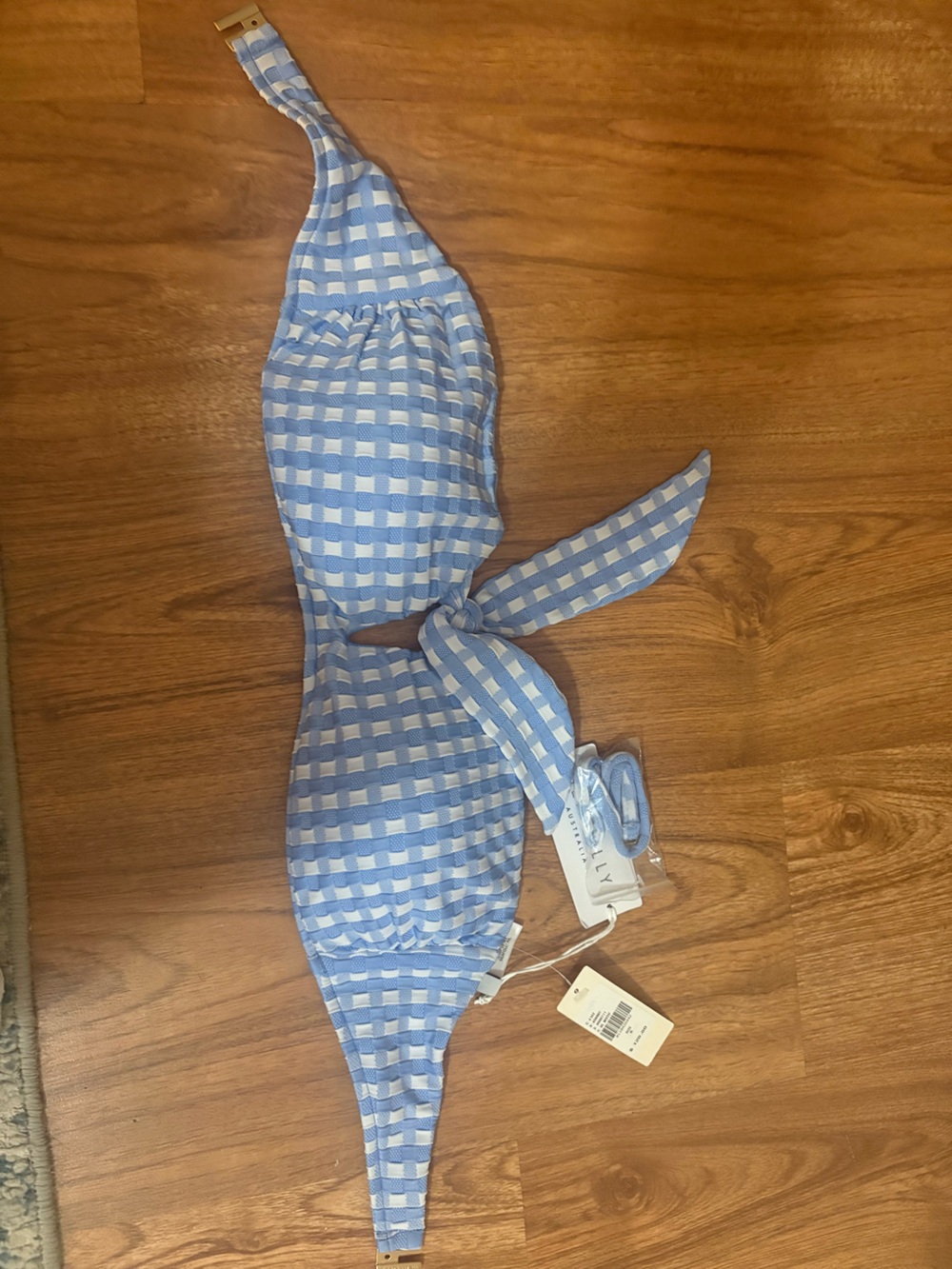 NWT Seafolly Gingham Bandeau Bikini Top Size 8